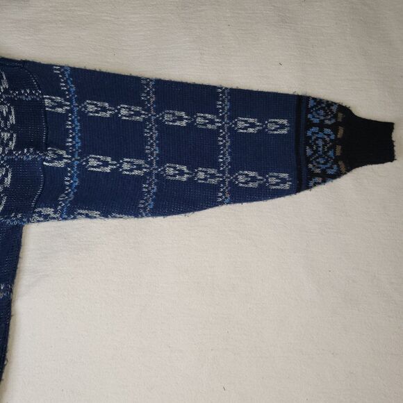Vtg Gitano Sweater Mens Sz S Blue Knit 80s Aztec Ski Snow Korea Button Retro - Picture 4 of 16